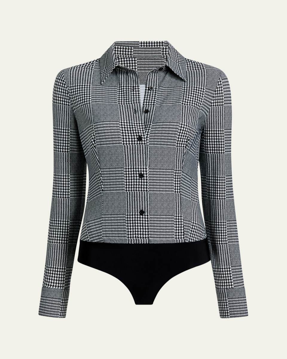 Plaid Button-Down Shirt Bodysuit